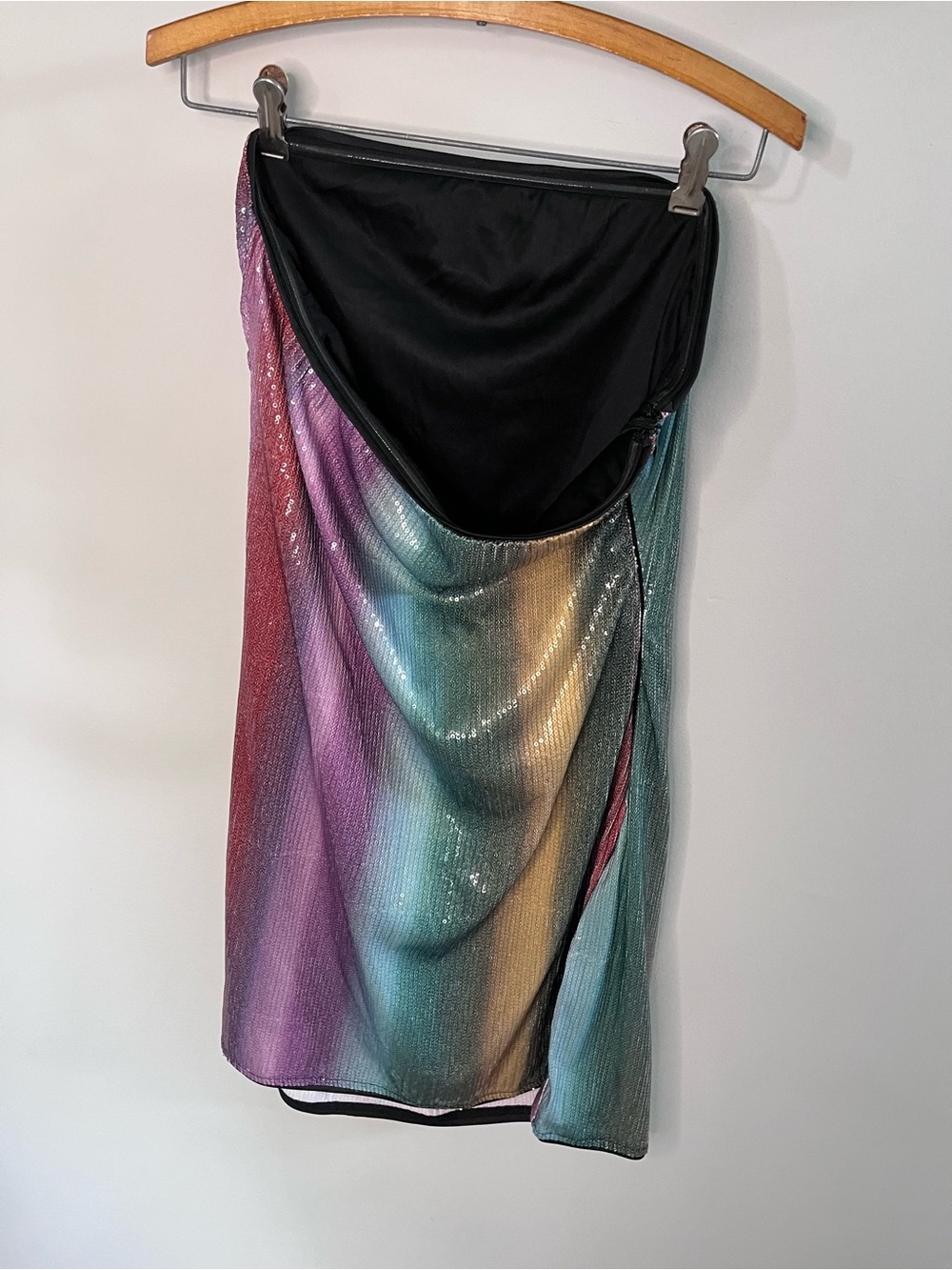 Cider Rainbow Sequin Ombre Tube Dress Ruched Bodycon Mini Size 0XL - Picture 2 of 6